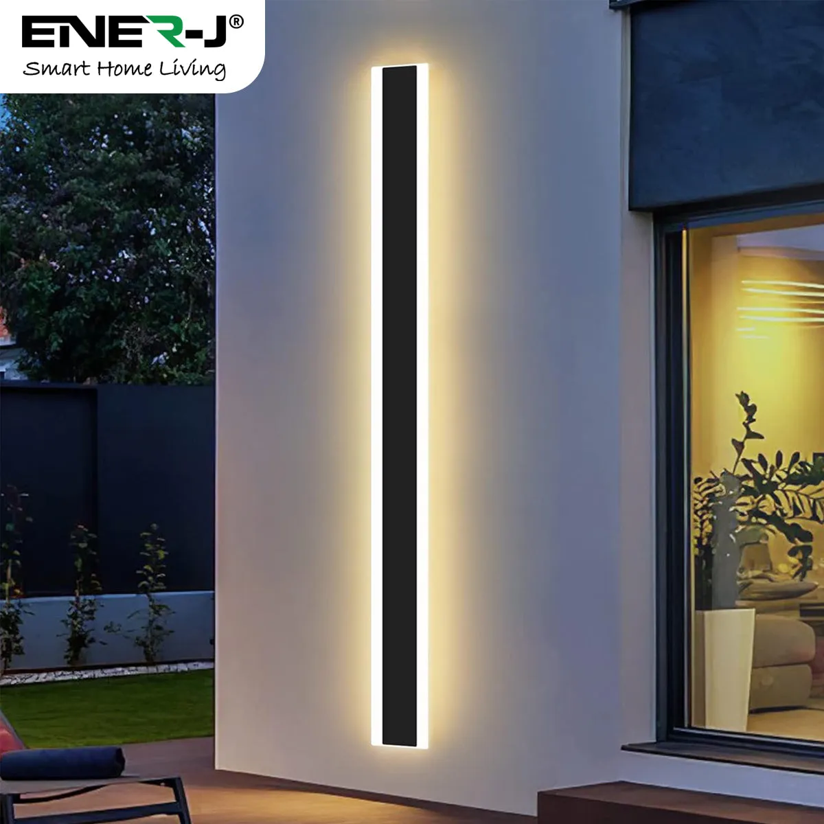 100 x 8 cms size Outdoor Acrylic Black Wall Lights, 24W Waterproof IP65 Warm White