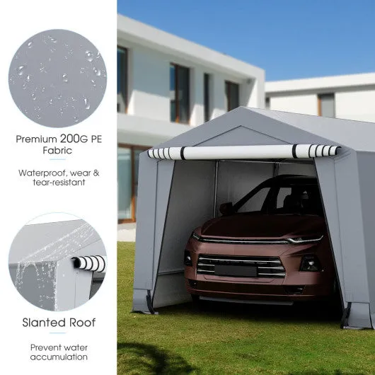 10.2 x 20.4 Feet Outdoor Portable Heavy Duty Carport Canopy Garage with Doors-Gray