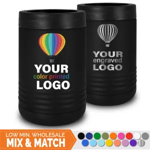 12 oz Insulated Can Cooler -Mix & Match- Bulk Wholesale Personalized Engraved or Full Color Print Logo