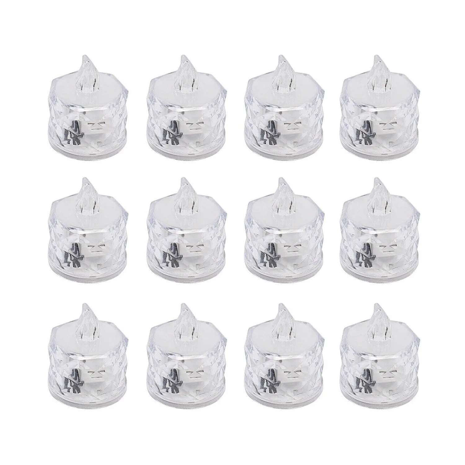 12 Pcs Flameless and Smokeless Decorative Acrylic Candles Transparent Led Tea Light Candle for Gifting, House, Diwali, Christmas, Festival, Events Decor Candles