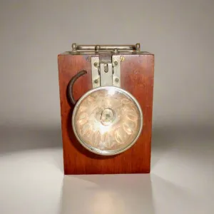 Antique Angled Bulb Torch / Hand Lamp In A Wood Case