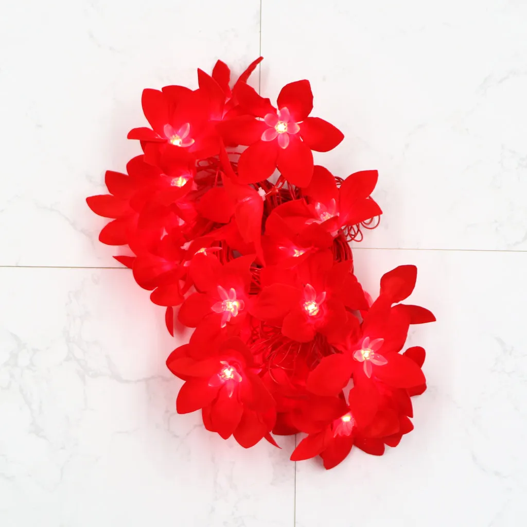 Big Red Flower 24 LED String Fairy Lights