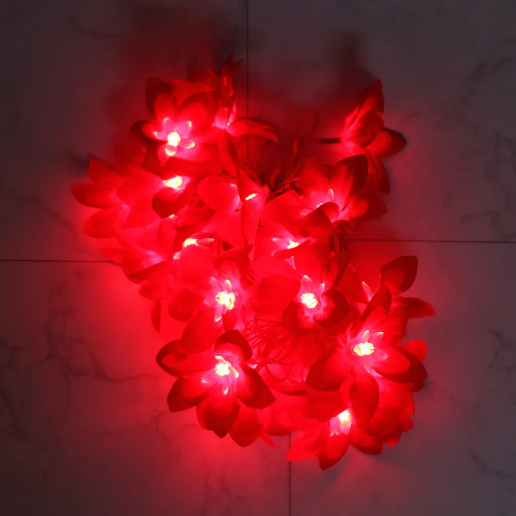 Big Red Flower 24 LED String Fairy Lights