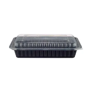 Black Base Rectangular Container 28 Oz With Lids 150 Pieces