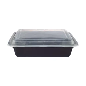 Black Base Rectangular Container 48 Oz With Lids 150 Pieces