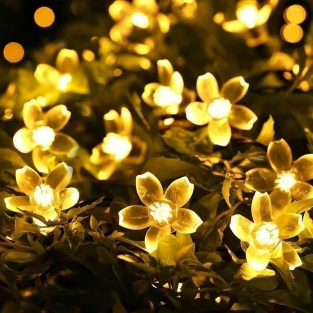 Diwali Lights For Home | Silicon Fairy Flower LED String Light For Indoor Outdoor Decoration (14 Bulb, 230 Inch, Warm White)