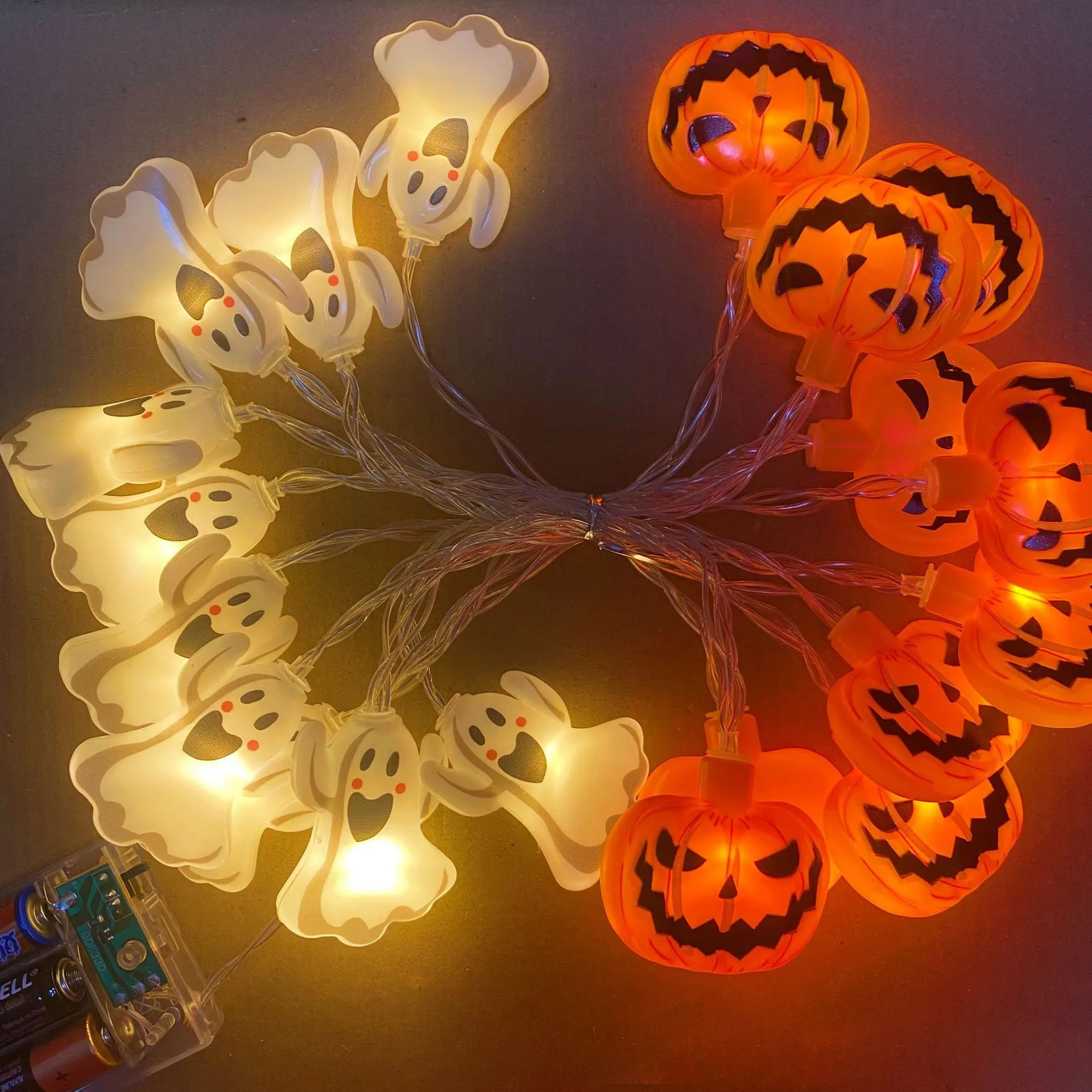 🔥Halloween Sale🔥Halloween Decoration Pumpkin Ghost Light String, 5-20ft 10-40 LED Battery Powered