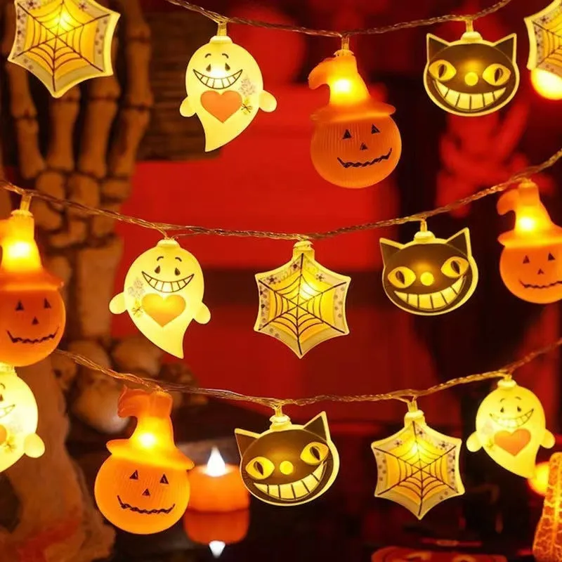 🔥Halloween Sale🔥Halloween Decoration Pumpkin Ghost Light String, 5-20ft 10-40 LED Battery Powered