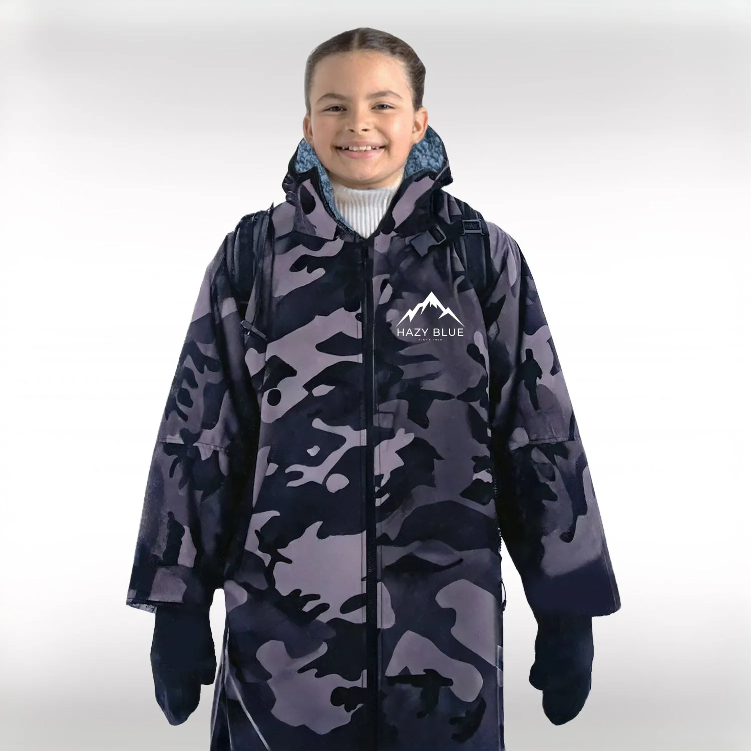 Hazy Blue Waterproof Kids All Weather Changing Robe