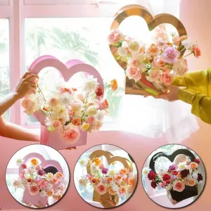 Heart Shape Portable  Flower Box Bag Paper Packaging Box For Weddings