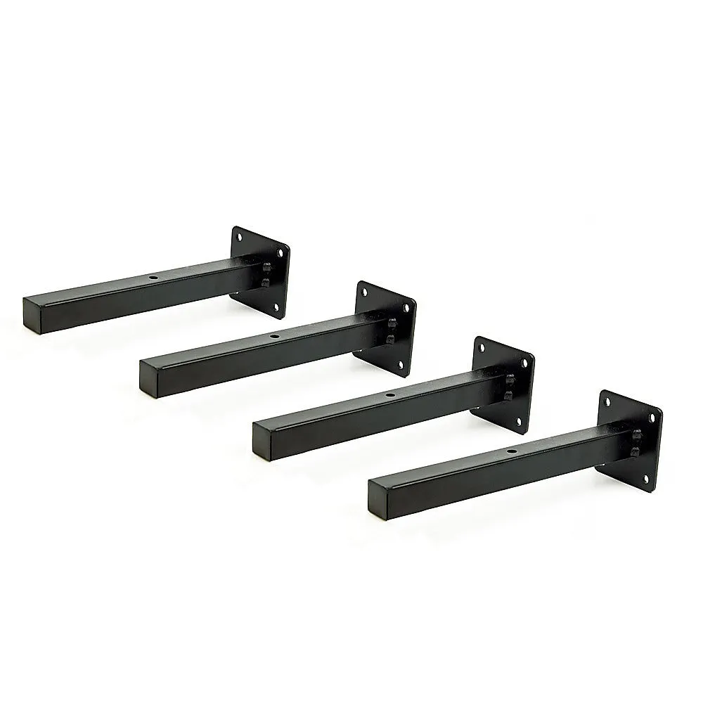 Heavy-Duty 20cm Floating Shelf Brackets Industrial Black 4-Pack