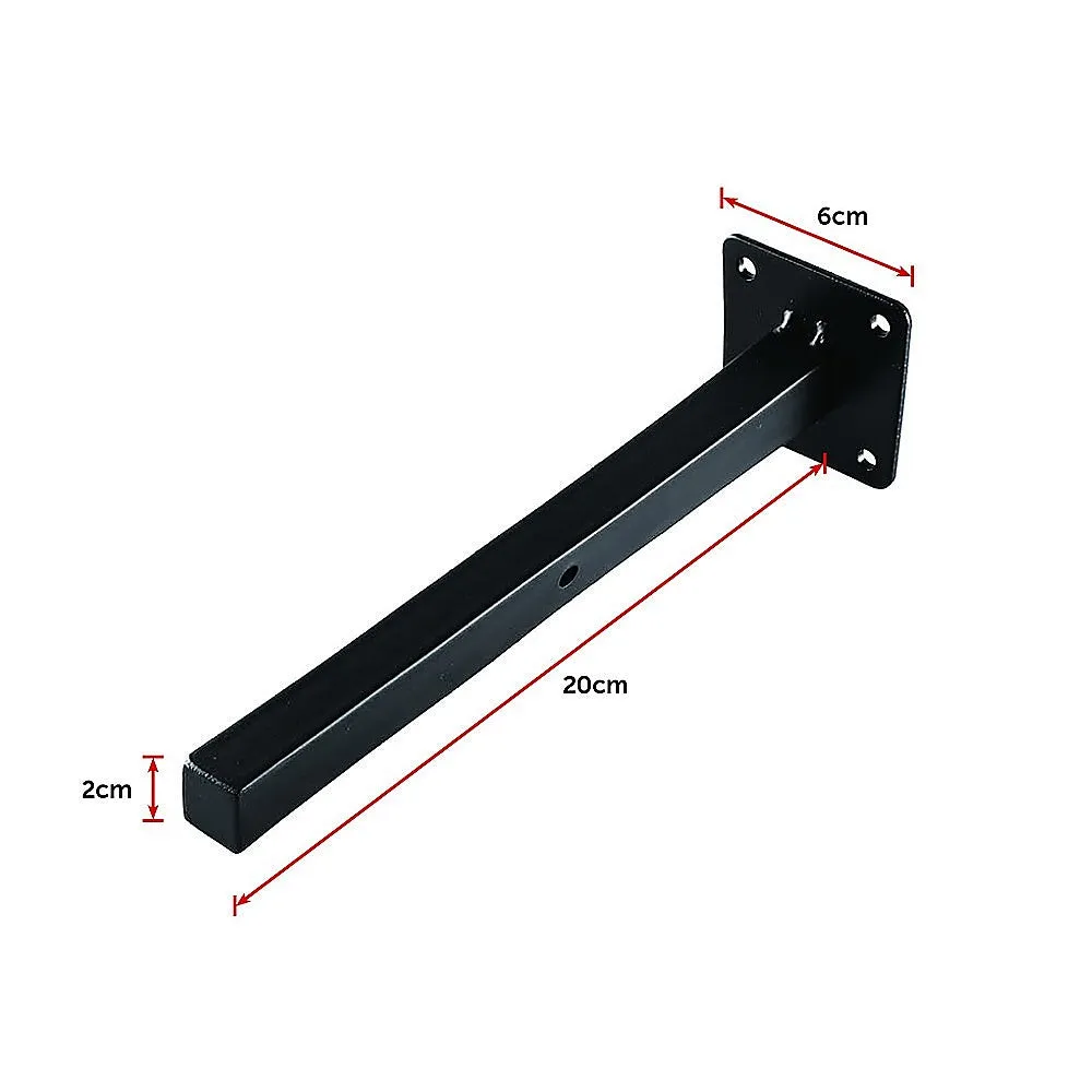 Heavy-Duty 20cm Floating Shelf Brackets Industrial Black 4-Pack