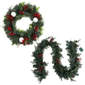 Jingle Jollys Christmas Garland with Wreath Set