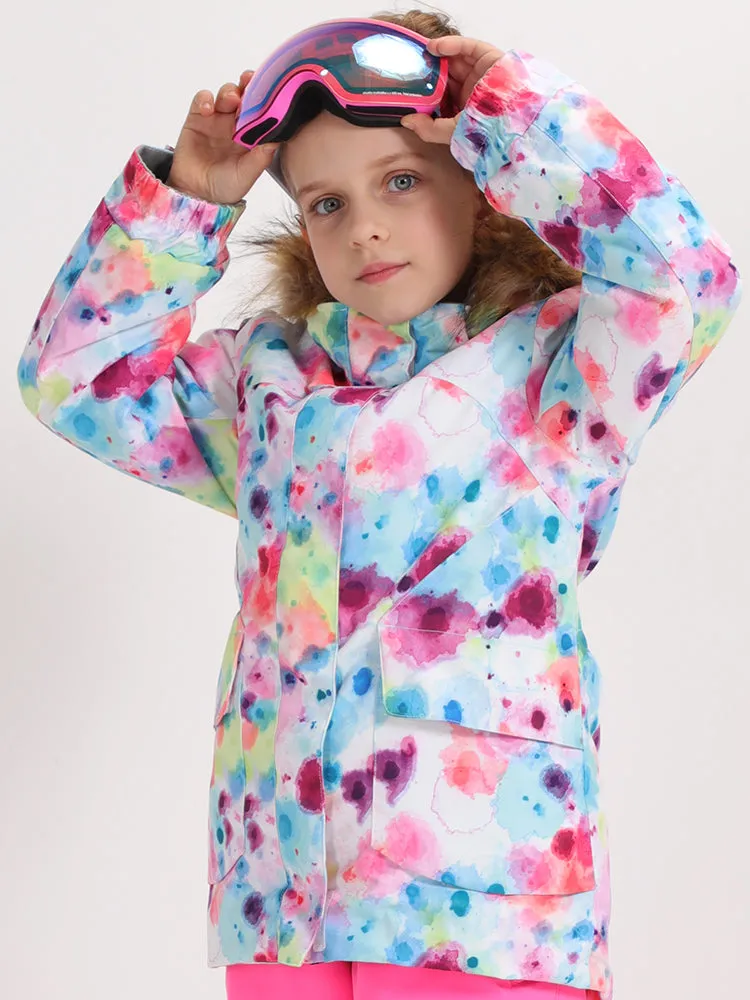 Kid's Colorful Spots Winter Snowboard Jacket