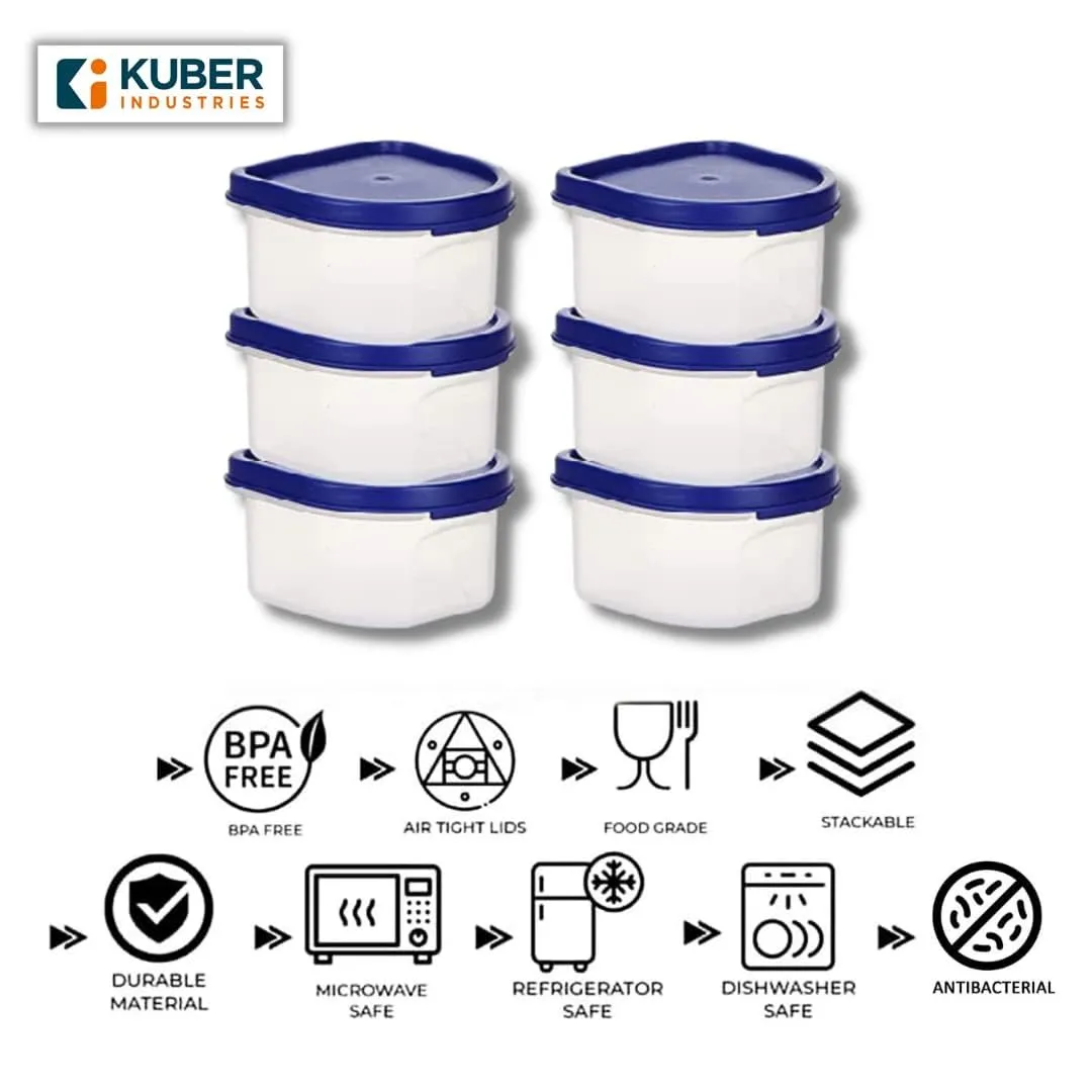 Kuber Industries Storage Utility Container|Plastic Unbreakable Food Storage Jar|Leak Roof,BPA Free Food Kitchen Organizer with Lid,250 ML,Set of 6 (White) (Pack of 3)