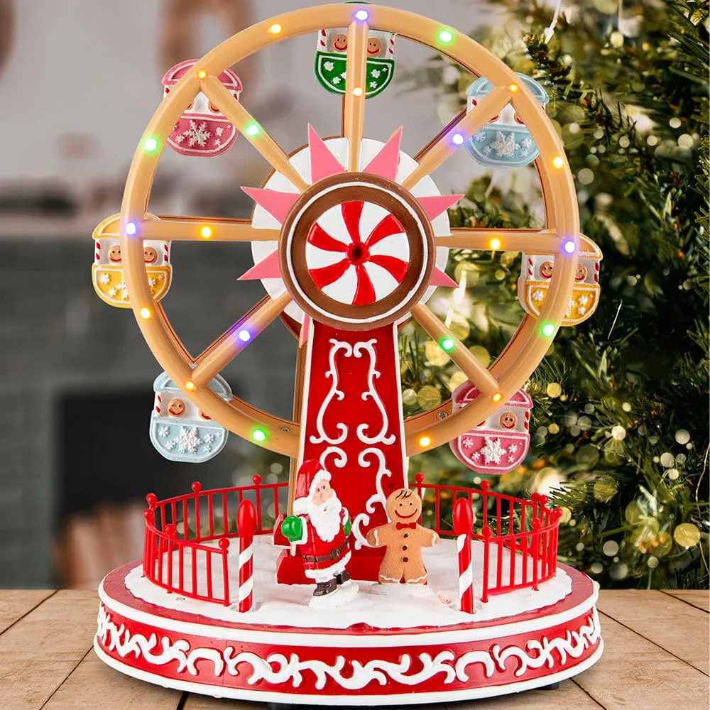 LED Musical Flashing Gingerbread Ferris Wheel