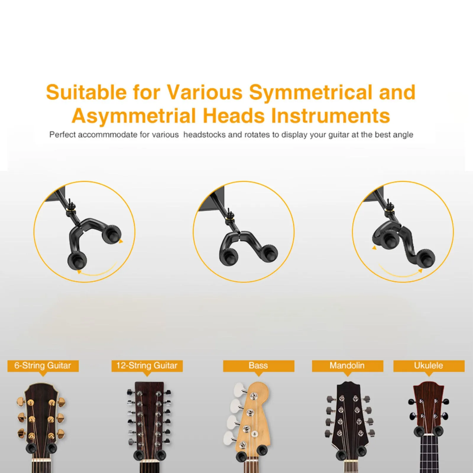 LEKATO Guitar Hangers 5 Adjustable Wall Mount Safety Bracket