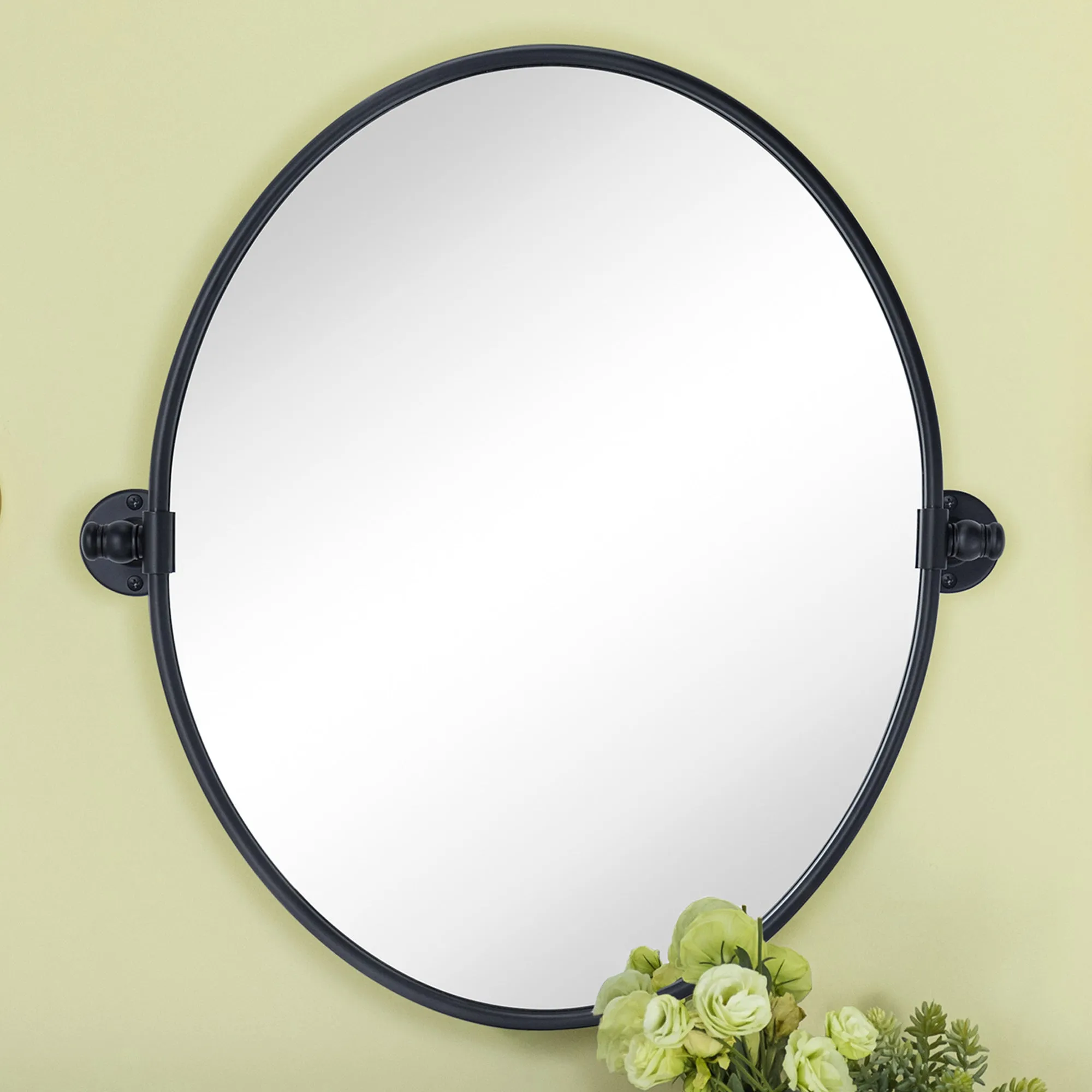 Luecinda Oval Pivoting Mirror Tilt Mirror for Bathroom Swivel Metal Framed Wall Mounted Bathroom Vanity Mirror