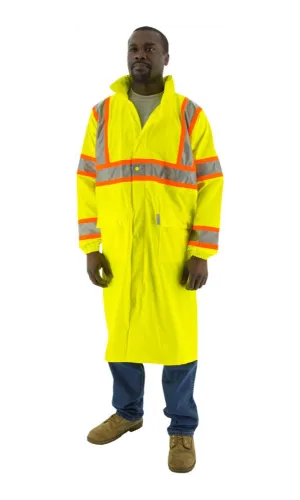 Majestic 75-7303 Hi-Vis Waterproof Rain Jacket DOT Striping ANSI 3 R