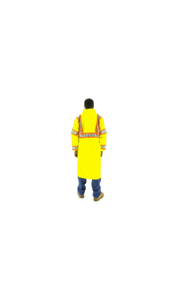 Majestic 75-7303 Hi-Vis Waterproof Rain Jacket DOT Striping ANSI 3 R