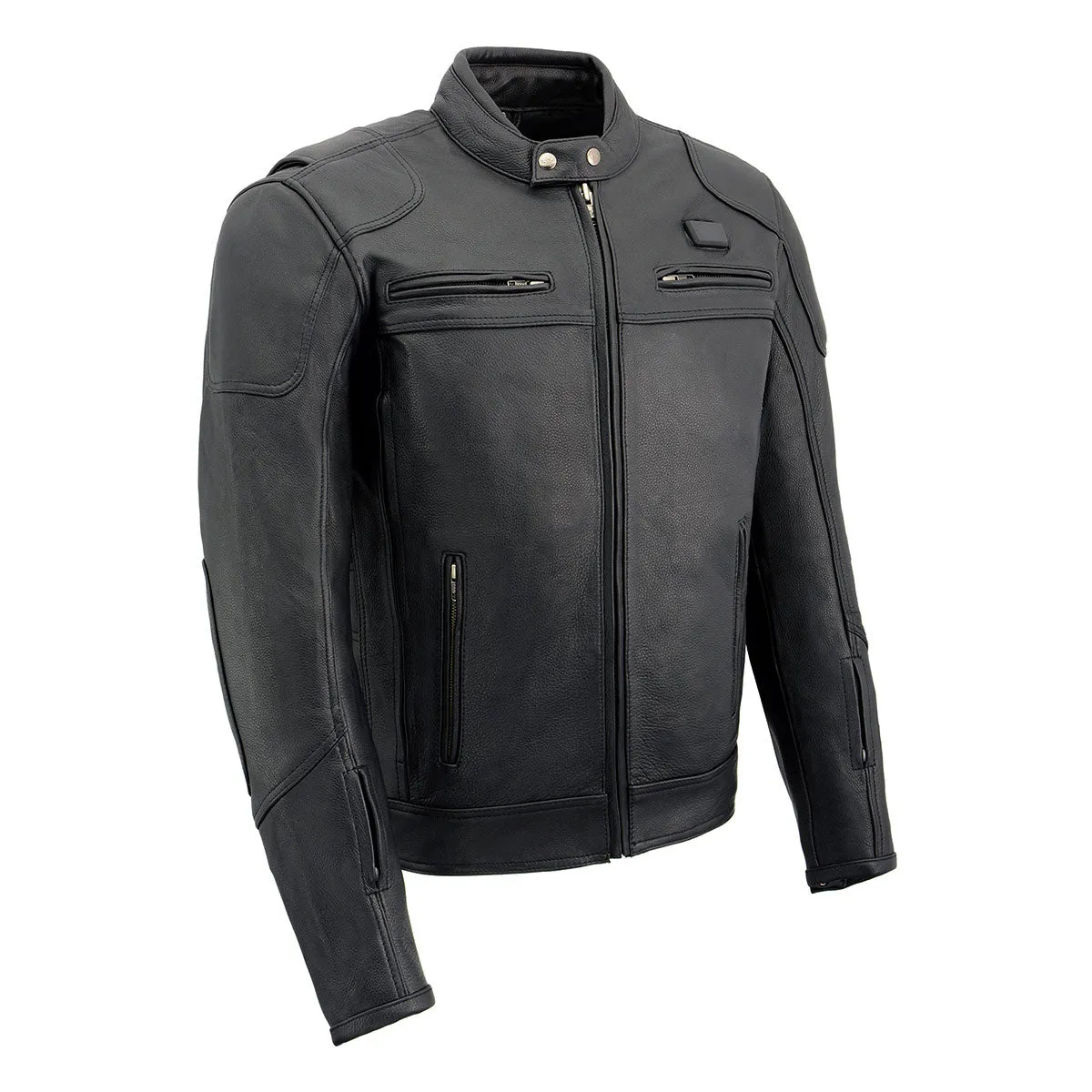 Milwaukee Leather Heated Jacket for Men's Black Cowhide Leather - Motorcycle Vented Jacket for All Seasons MLM1513