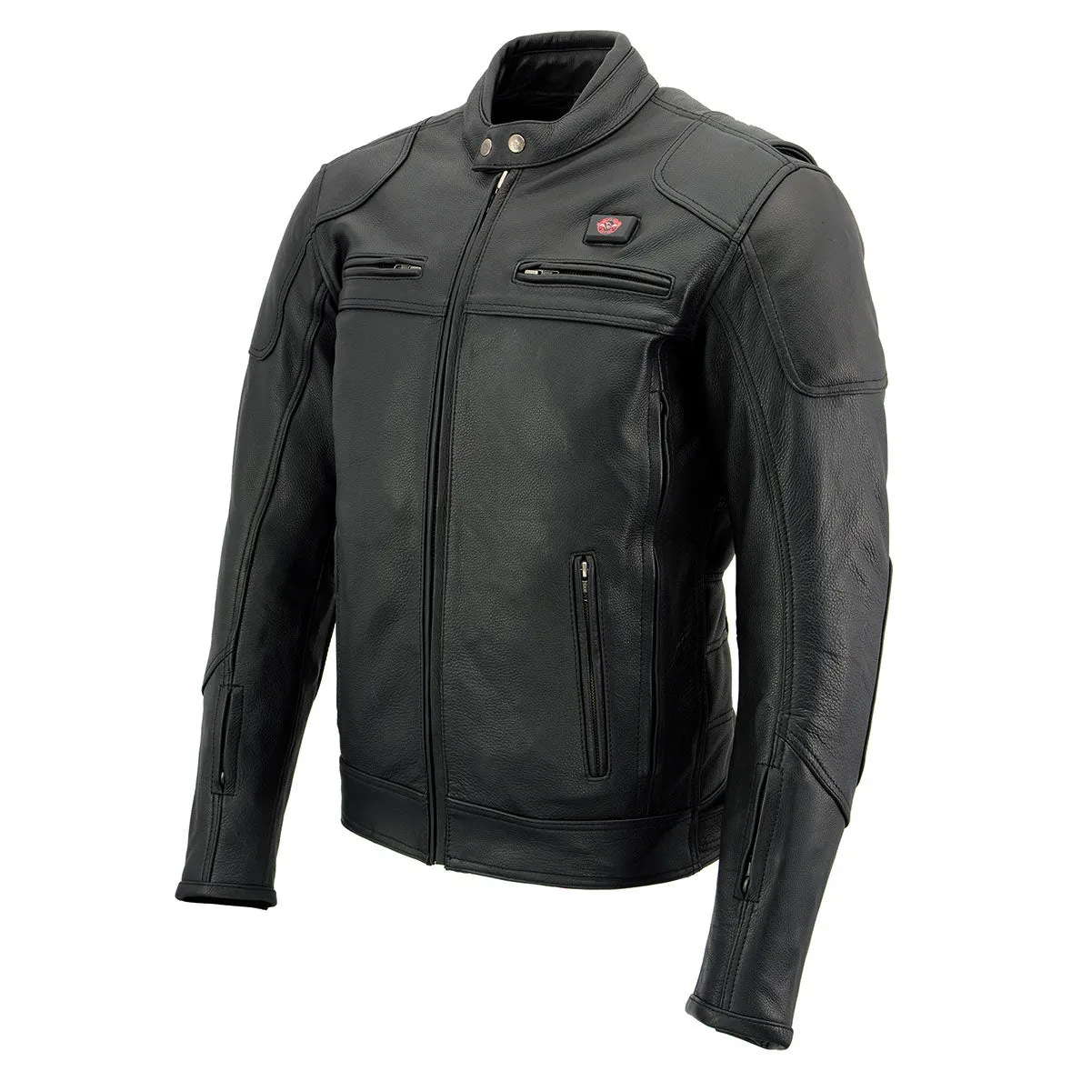 Milwaukee Leather Heated Jacket for Men's Black Cowhide Leather - Motorcycle Vented Jacket for All Seasons MLM1513