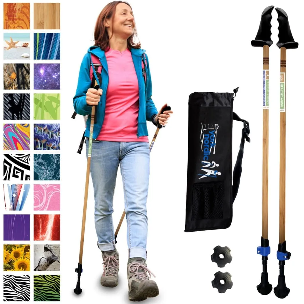 Motivator Walking Poles for Balance and Rehab - Patented Stability Grips - Lightweight, Adjustable, and Collapsible -2 Pieces Adjustable w/flip Locks, Detachable feet and Travel Bag - For Heights up to 6'2"