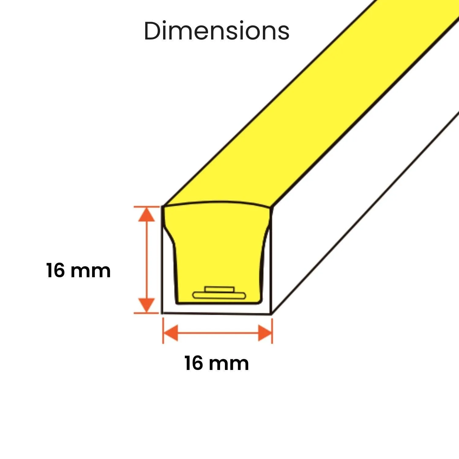 Natural White Neon Flex 4000K DC 48V 16x16mm Top Bend IP65 Waterproof 10cm Cut