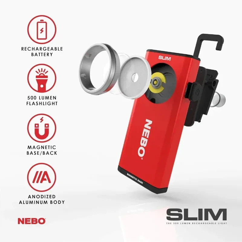 Nebo slim work light, USB rechargeable pocket light with clip