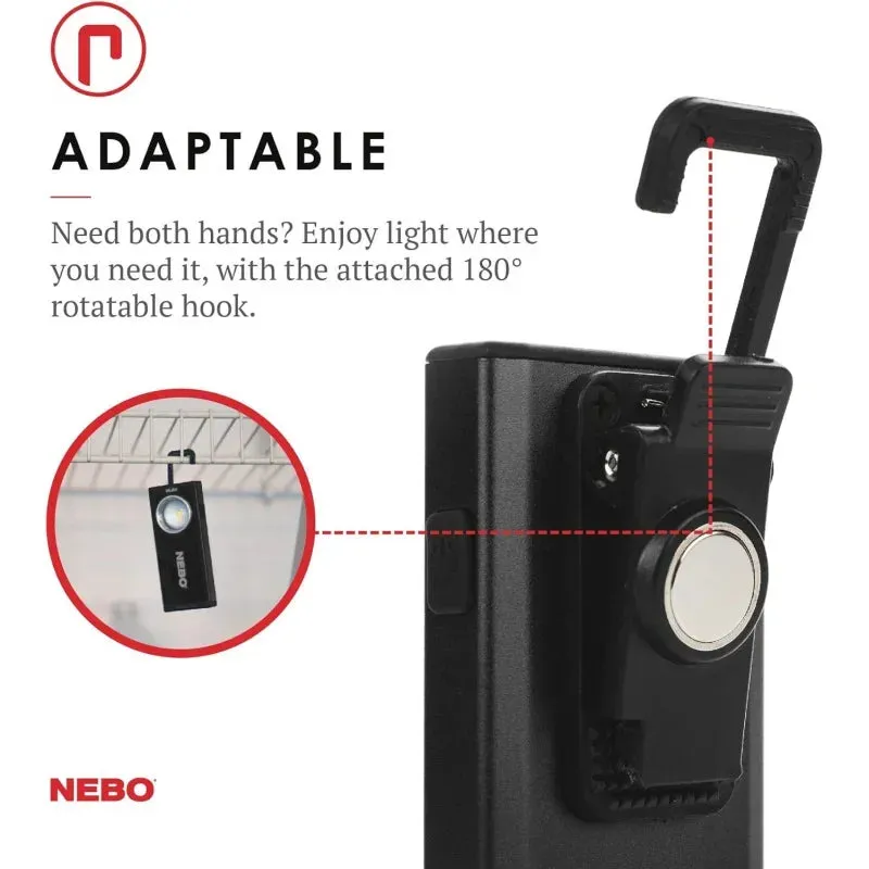 Nebo slim work light, USB rechargeable pocket light with clip