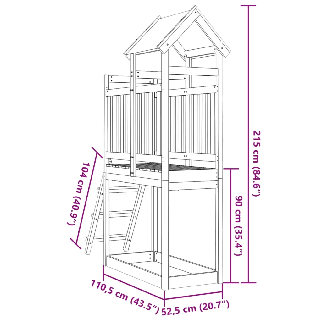 Play Tower with Ladder 110.5x52.5x215 cm Impregnated Wood Pine