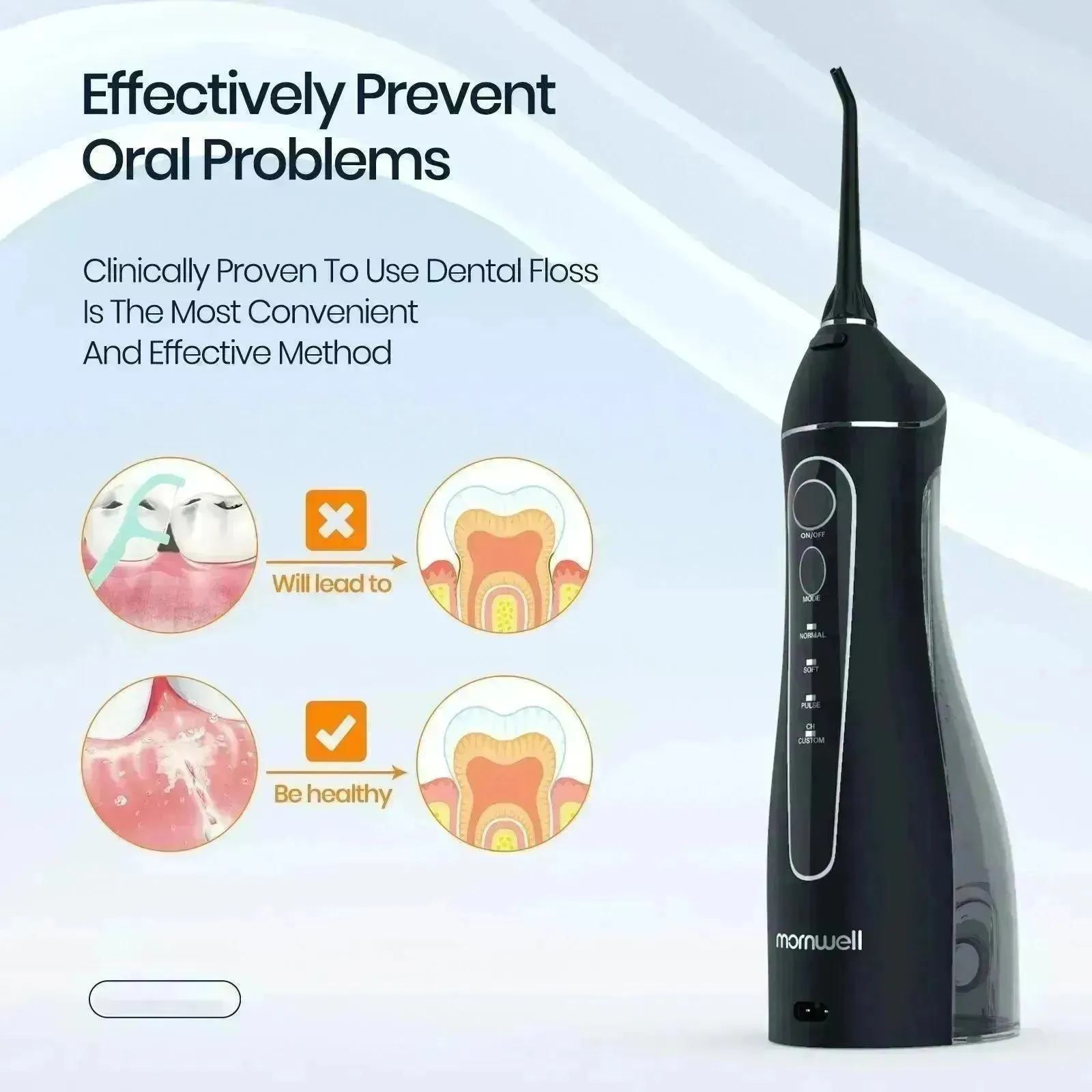 Smart Electric Portable Cordless Dental Water Flosser for Teeth Cleaning - Rechargeable and IPX7 Waterproof Travel Dental Oral Irrigator