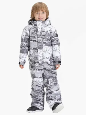 TreadSnow Landscape Painting Kids Waterproof One Piece Snowboard Suit