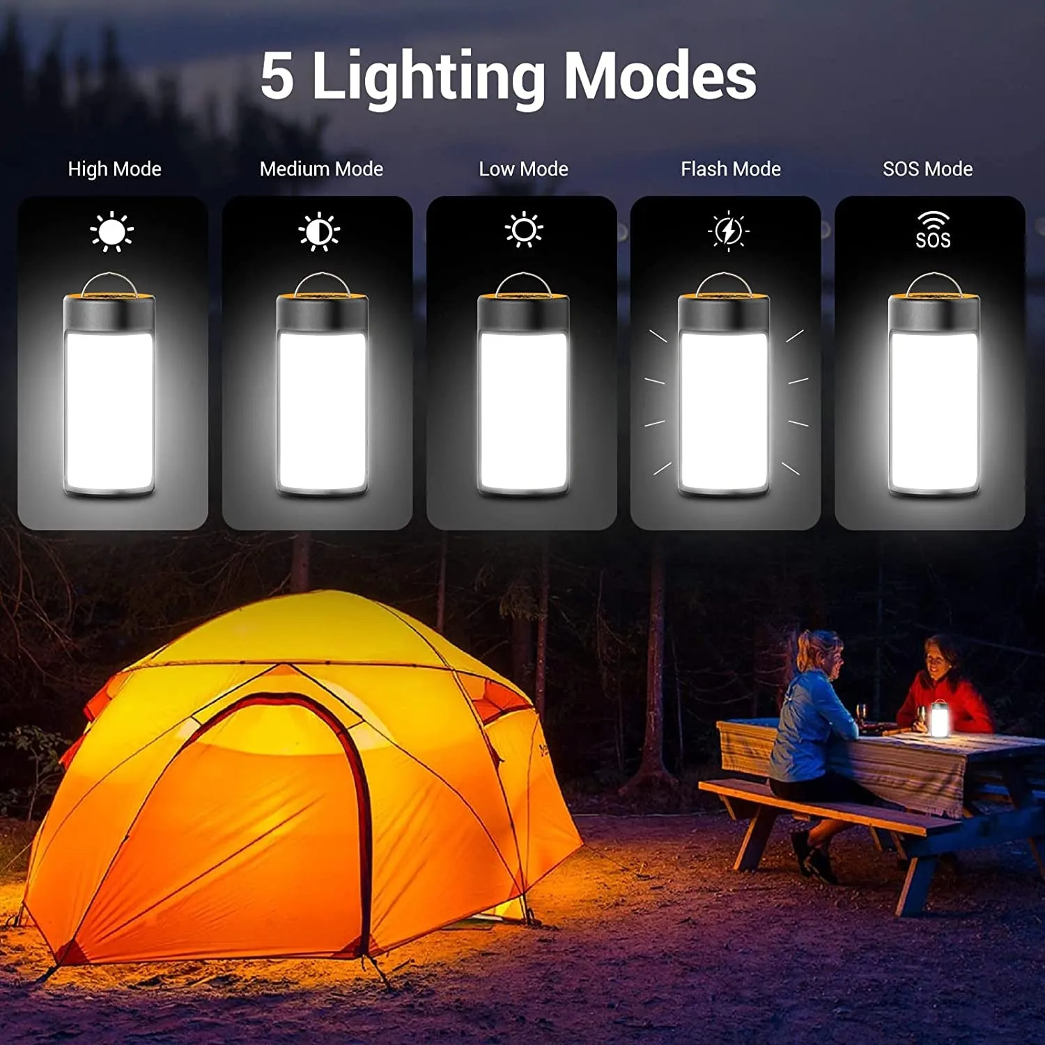 VividLight CampFire 400LM: 5 Light Modes, Water-Resistant, Portable, Emergency, Tent Lights for Camping Power