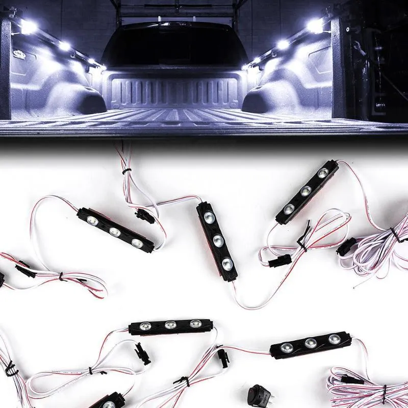 White 8 LED Rock Light Pods Truck Bed Lighting Kit w/ Switch