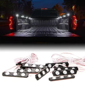 White 8 LED Rock Light Pods Truck Bed Lighting Kit w/ Switch