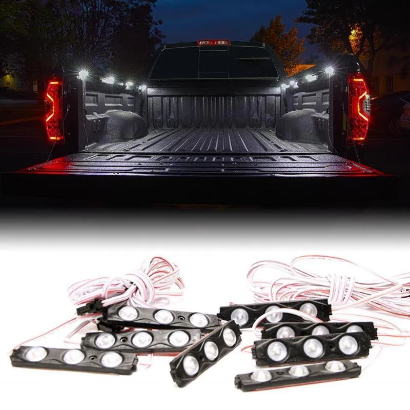 White 8 LED Rock Light Pods Truck Bed Lighting Kit w/ Switch