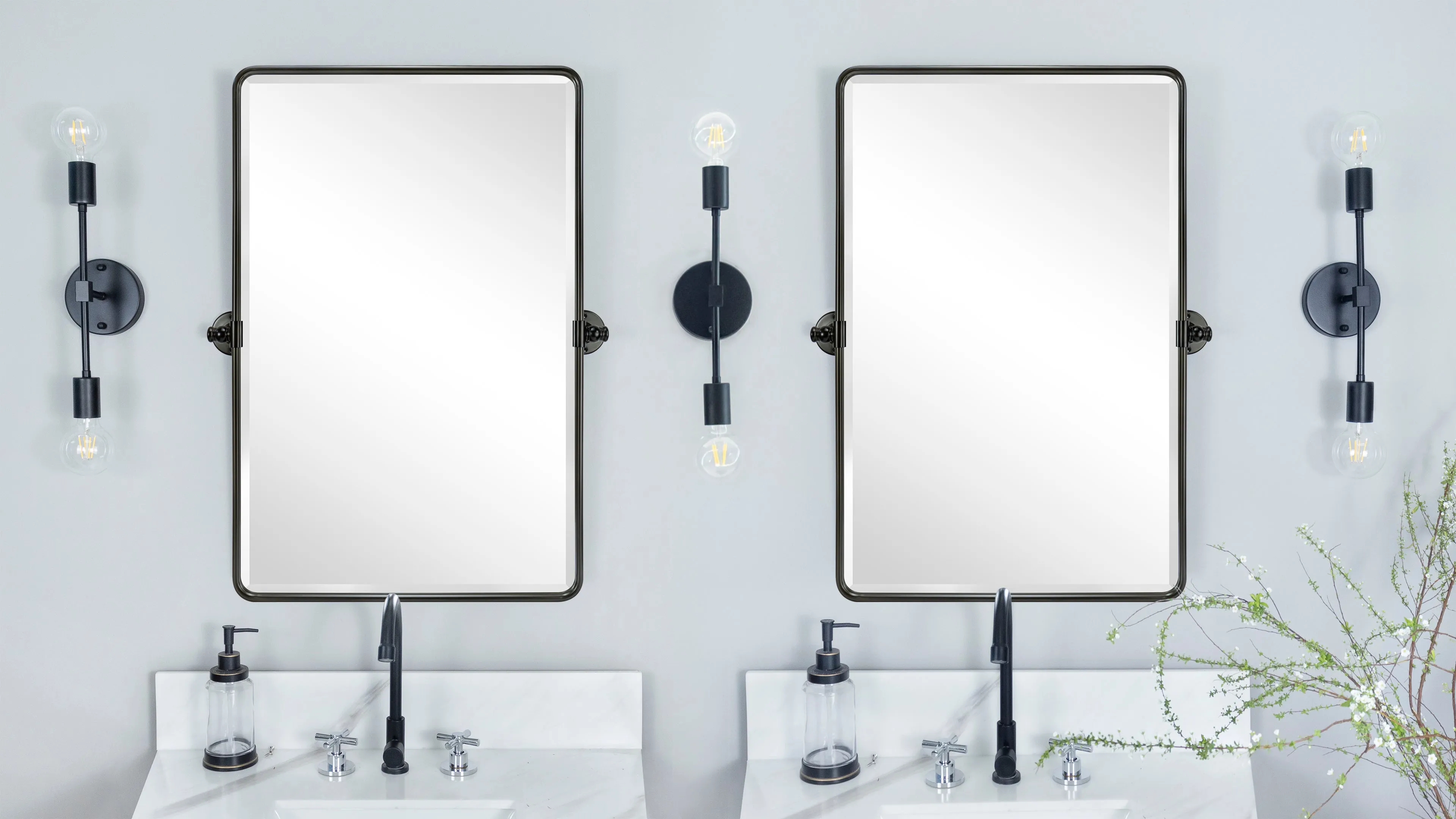 Woodvale Rectangular Pivoting Mirror Tilt Mirror for Bathroom Swivel Metal Framed Rectangle Wall Mounted Bathroom Vanity Mirror