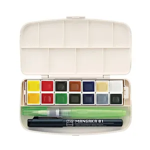 Zig Kuretake Gansai Tambi Portable Travel 14 Colour Watercolour Set